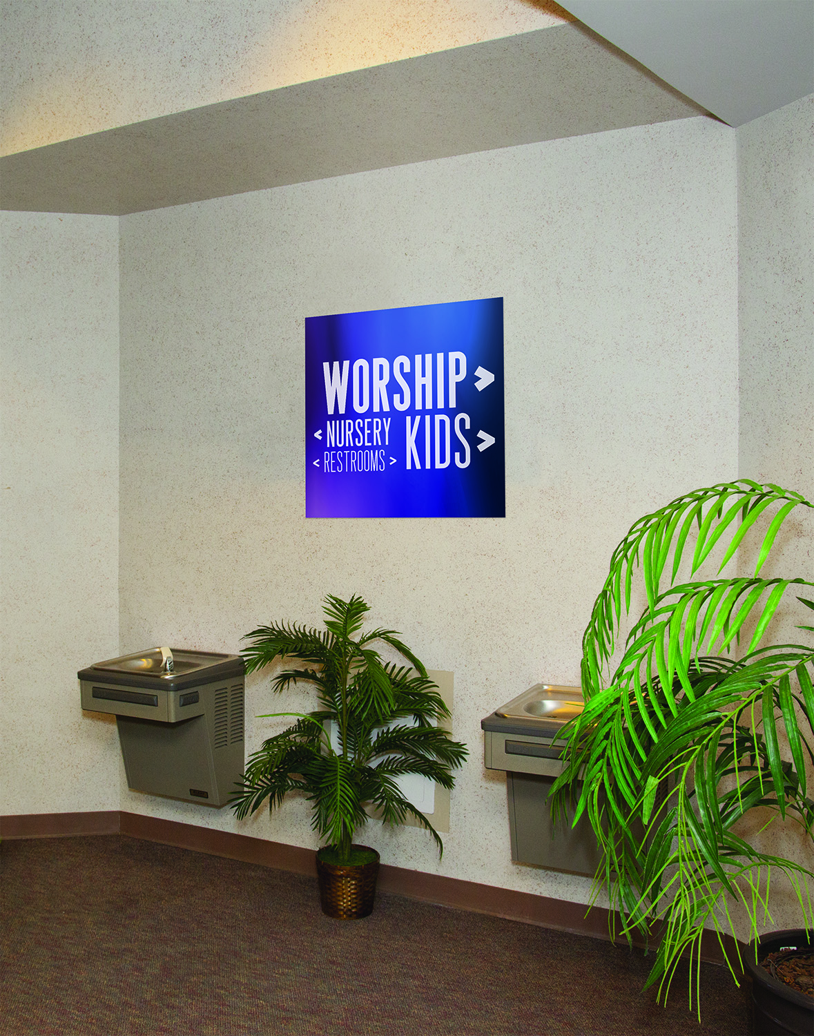 Rigid Signs, Electric Blue Worship Center, 23 x 11.5 8