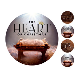 The Heart of Christmas Set Circle Handheld Signs