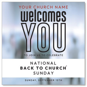 Back to Church Welcomes You 3.75" x 3.75" Square InviteCards