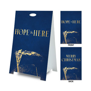 Hope is Here Gold Christmas Coroplast A-Frame
