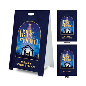 Hope Is Born Nativity Welcome Christmas Coroplast A-Frame