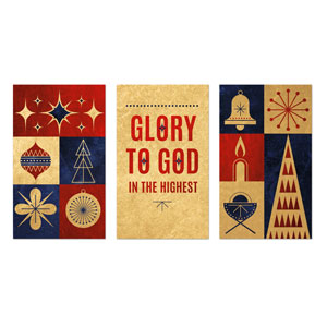 Celebrate Christmas Icons Triptych 3 x 5 Vinyl Banner