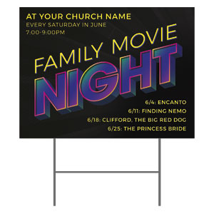 Family Movie Night Neon 18"x24" YardSigns